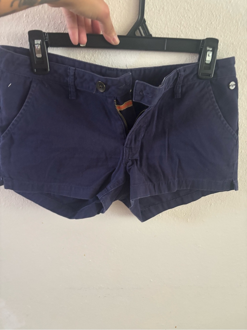 Roxy Women's Dark Navy High-Waist Cotton Shorts